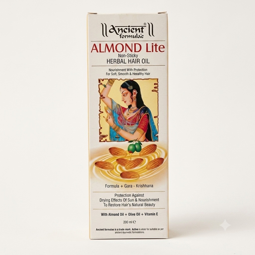 Gemini_Generated_Image_qos3jtqos3jtqos3 Almond Lite Herbal Hair Oil - 200ml - Image 1