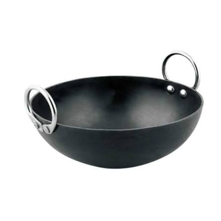 images (24) Iron Kadai W/Handle - 12inch - Image 1